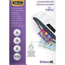 Fellowes ImageLast Fundas de Laminación A5 80 Micras Brillante, 100 Unidades