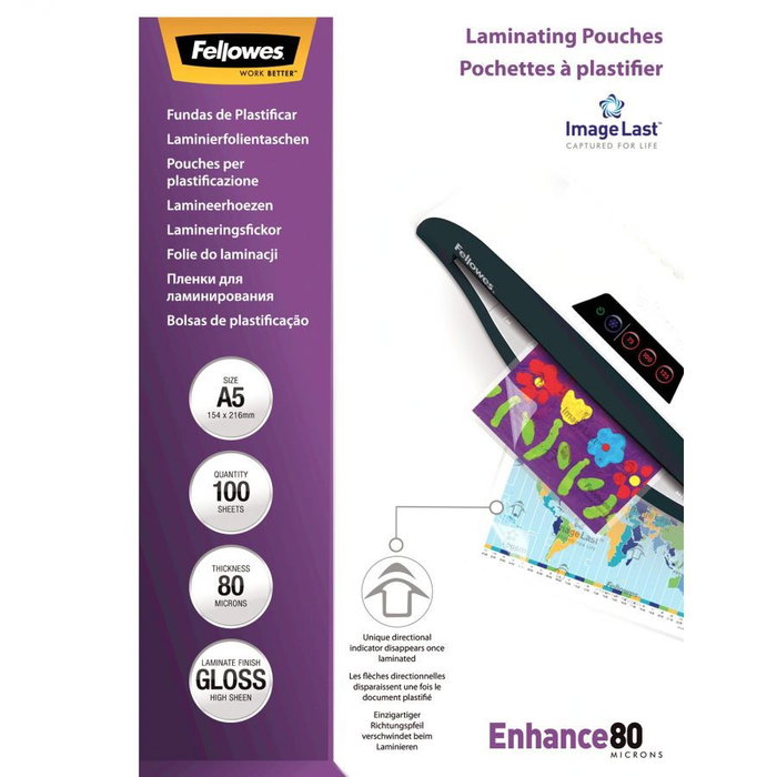 Fellowes ImageLast Fundas de Laminación A5 80 Micras Brillante, 100 Unidades