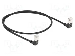 DeLOCK Cable de red RJ45 Cat.6A S/FTP Slim 90° hacia abajo, 0,5 m, negro