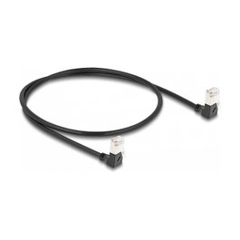 DeLOCK Cable de red RJ45 Cat.6A S/FTP Slim 90° hacia abajo, 0,5 m, Negro