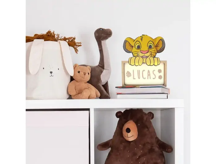 Wondee Lámpara de noche Simba personalizable de madera Wondee Lámpara de noche Simba personalizable de madera