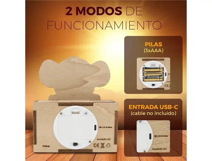 Wondee Lámpara de noche Simba personalizable de madera Wondee Lámpara de noche Simba personalizable de madera