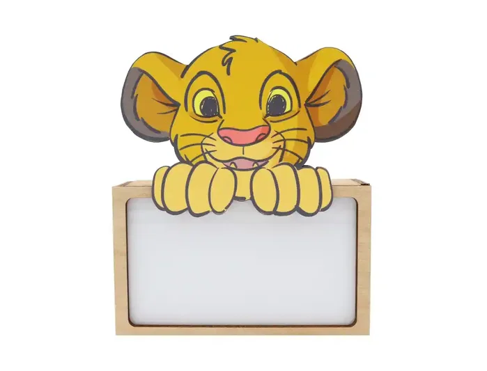 Wondee Lámpara de noche Simba personalizable de madera Wondee Lámpara de noche Simba personalizable de madera