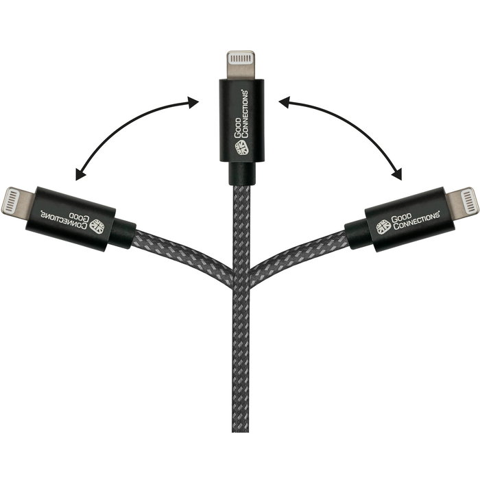GoodConnections Cable USB-C a Lightning 0.5 m Textil Negro 18W Carga Rápida Compatible con iPhone iPad Modelo 2510-CL005S