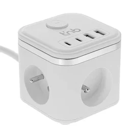 TNB Regleta con 3 Enchufes y 4 Puertos USB (2 USB-A + 2 USB-C)
