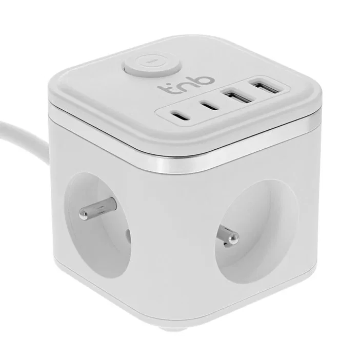 TNB Regleta con 3 Enchufes y 4 Puertos USB (2 USB-A + 2 USB-C) TNB Regleta con 3 Enchufes y 4 Puertos USB (2 USB-A + 2 USB-C)