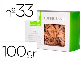 Q-connect Gomillas Elasticas Caja 100 gr Numero 33 90 x 3 mm Caucho Alta Calidad Resistencia Ancho 2 mm