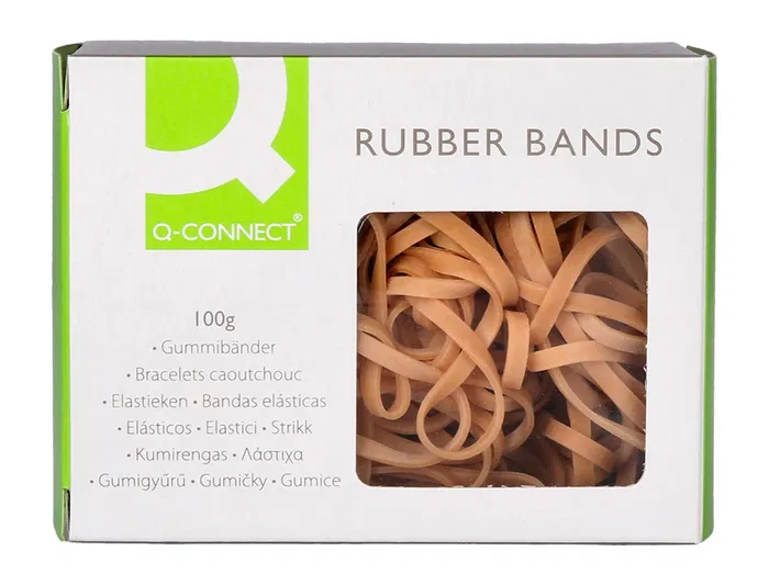 Q-connect Gomillas Elasticas Caja 100 gr Numero 33 90 x 3 mm Caucho Alta Calidad Resistencia Ancho 2 mm