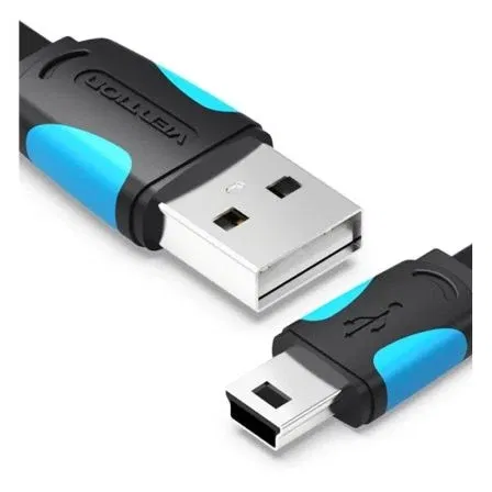 Vention VAS-A14-B150 Cable USB 2.0 a Mini USB Macho 1.5m 480Mbps Plano Carga Rápida Azul y Negro