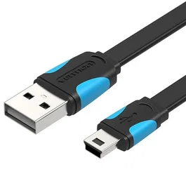 Vention Cable USB 2.0 a Mini USB Macho-Macho, 1.5m, 480Mbps, Carga hasta 10W, Plano, Azul y Negro, Modelo VAS-A14-B150