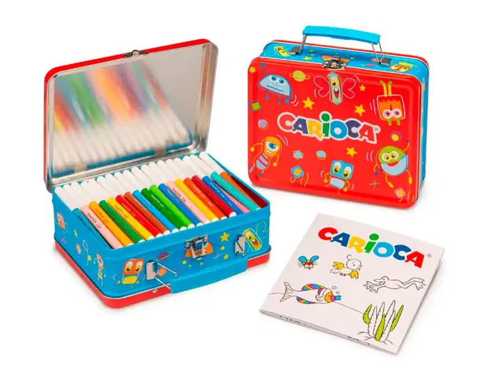 Carioca Kit de 80 Rotuladores Surtidos en Caja Metálica con Álbum para Colorear Carioca Kit de 80 Rotuladores Surtidos en Caja Metálica con Álbum para Colorear