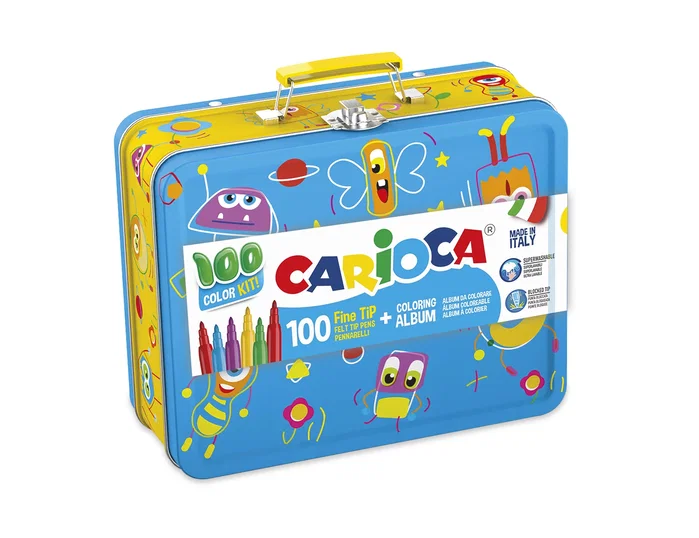 Carioca Kit de 80 Rotuladores Surtidos en Caja Metálica con Álbum para Colorear Carioca Kit de 80 Rotuladores Surtidos en Caja Metálica con Álbum para Colorear