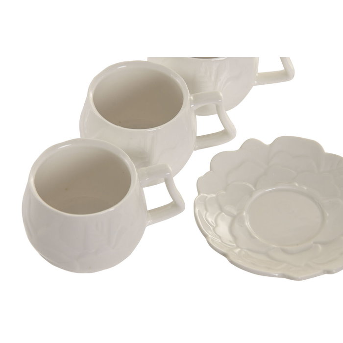 DKD Home Decor Set de Café de Porcelana 6 Piezas Blanco 120ml DKD Home Decor Set de Café de Porcelana 6 Piezas Blanco 120ml