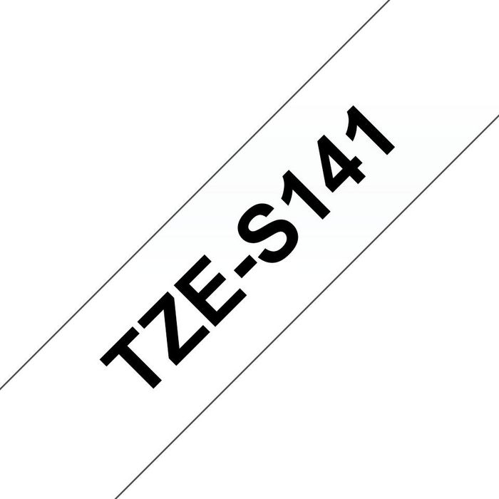 Brother TZe-S141 Cinta Rotuladora Laminada Negro sobre Transparente 18 mm x 8 m