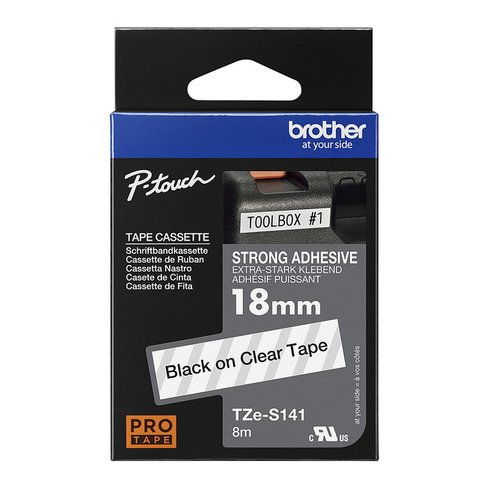 Brother TZe-S141 Cinta de etiquetas laminada Negro sobre transparente 18 mm x 8 m Brother TZe-S141 Cinta de etiquetas laminada Negro sobre transparente 18 mm x 8 m