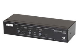 Aten Switch Matriz HDMI 4K 2x2 VM0202HB-AT-G con Desincrustador de Audio 4096x2160@60Hz HDR 18Gbps