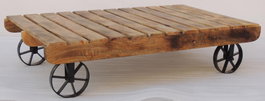 DKD Home Decor Mesa de Centro de Mango y Metal con Ruedas Natural