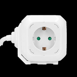 ORNO Orae13144(GS)/W Alargadera Eléctrica, 1.4 Metros con 4 Tomas Schuko y 2 Puertos USB para Carga de Móviles, Color Blanco