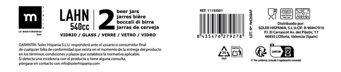 La Mediterranea Set de 2 Jarras Lahn de 540 cc en Cristal (12 Cajas)带来