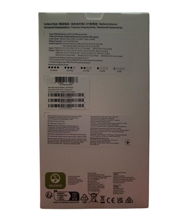 Samsung Bateria Externa Powerbank 45W 20000 mAh - Recarga Rápida Portátil