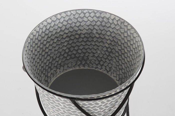 DKD Home Decor Set de 2 Maceteros de Metal y Hierro Gris y Negro 37x37x82 cm