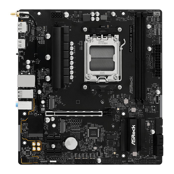 ASRock Placa Base A620AM-X WiFi AM5 mATX HDMI/DP DDR5 para AMD Ryzen 7000/8000/9000 Series, 128GB DDR5, Wi-Fi Integrado