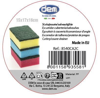 Inde Escurridor Cubiertos/Estropajero Doble Colores 15 cm x 15.8 cm x 17.1 cm (12 Unidades)