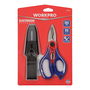 Workpro Tijeras de Electricista Acero Inoxidable con Ranuras Pelacables y Crimpado, Azul/Rojo, 167 x 80 x 28 mm