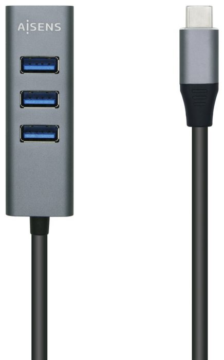 Aisens Hub USB 3.1 USB-C a 4x Tipo A, Gris, 10cm