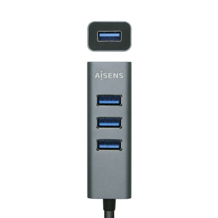 Aisens Hub USB 3.1 USB-C a 4x Tipo A, Gris, 10cm