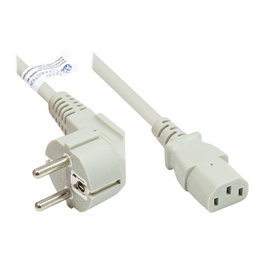 Alcasa P0130-GR050 Cable de Conexión Schuko (Enchufe Tipo E+F) a C13, 5 Metros, Color Gris, 250V 10A, 3 Hilos 1 mm² H05VV-F