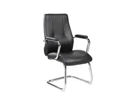 Rocada Silla Confidente Brazos Fijos Estructura Cromada Asiento y Respaldo Tapizado Similpiel Negro 110cm Alto