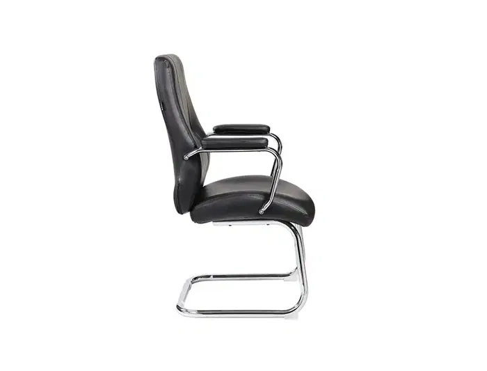 Rocada Silla Confidente Brazos Fijos Estructura Cromada Asiento y Respaldo Tapizado Similpiel Negro 110cm Alto