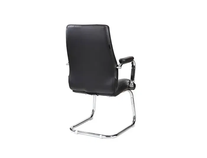 Rocada Silla Confidente Brazos Fijos Estructura Cromada Asiento y Respaldo Tapizado Similpiel Negro 110cm Alto