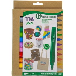 TITAN ARTS Rotuladores Acrílicos Colores Surtidos Estuche 12 UD