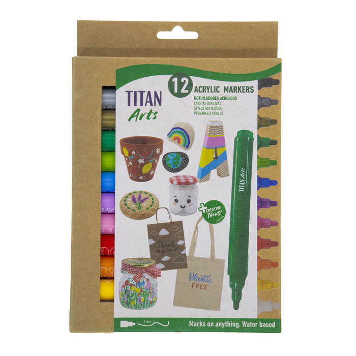 TITAN ARTS Rotuladores Acrílicos Colores Surtidos Estuche 12 UD