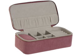 DKD Home Decor Set de 2 Joyeros de Viaje en Pana Magenta y Crema