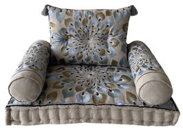 DKD Home Decor Sillon Azul Beige 55 x 18 x 90 cm Set de 4