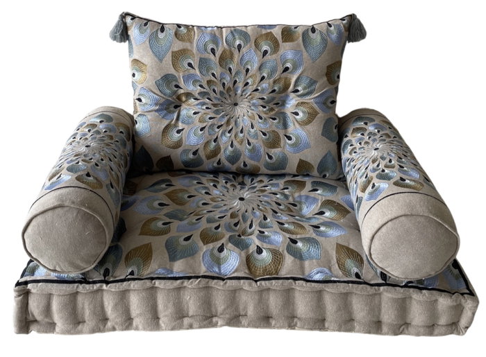 DKD Home Decor Sillon Azul Beige 55 x 18 x 90 cm Set de 4 DKD Home Decor Sillon Azul Beige 55 x 18 x 90 cm Set de 4