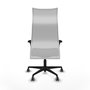 Sillón Albacete con mecanismo Sincro tapizada con Similpiel color Negro y malla color Blanco. Equipado con Base nailon negra, Brazos 1D y Ruedas 65 mm parqué