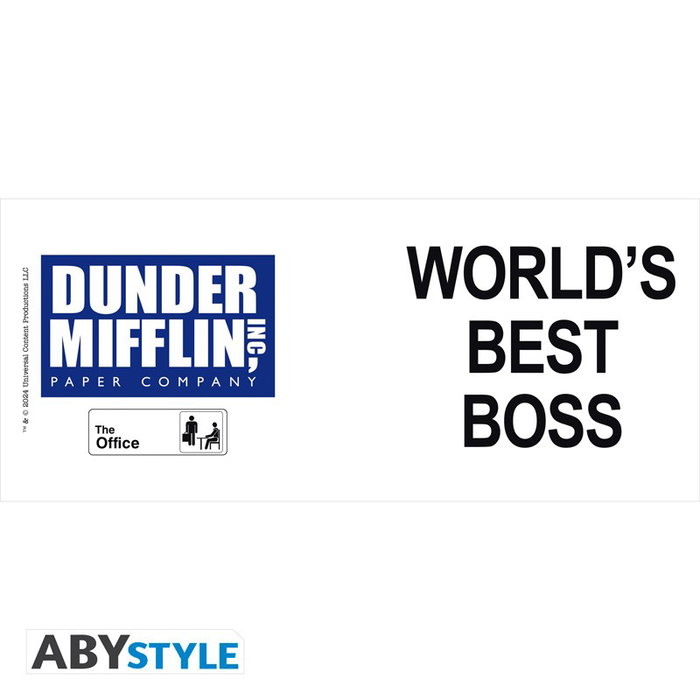 ABYstyle ABYMUGA514 Taza Cerámica 'The Office' El Mejor Jefe del Mundo, 320ml, Blanca, Aptas Lavavajillas y Microondas