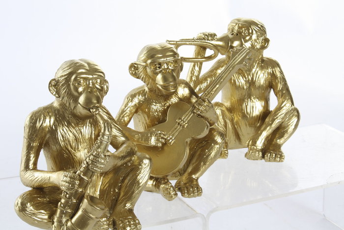 DKD Home Decor Figura Resina Mono Músico Dorado Surtido de 3 DKD Home Decor Figura Resina Mono Músico Dorado Surtido de 3