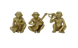 DKD Home Decor Figura Resina Mono Músico Dorado Surtido de 3