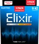 Elixir Pack 3 Cuerdas Guitarra Eléctrica Nanoweb Nickel Plated Steel Super Light 9-42