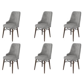 Hanah Home Juego de Sillas de Comedor Babyface Metal Madera Gris Marrón 6 Piezas 142cm
