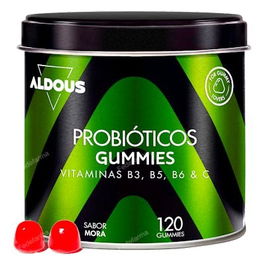 ALDOUS BIO Probióticos con Vitaminas 120 Gummies Sabor Mora