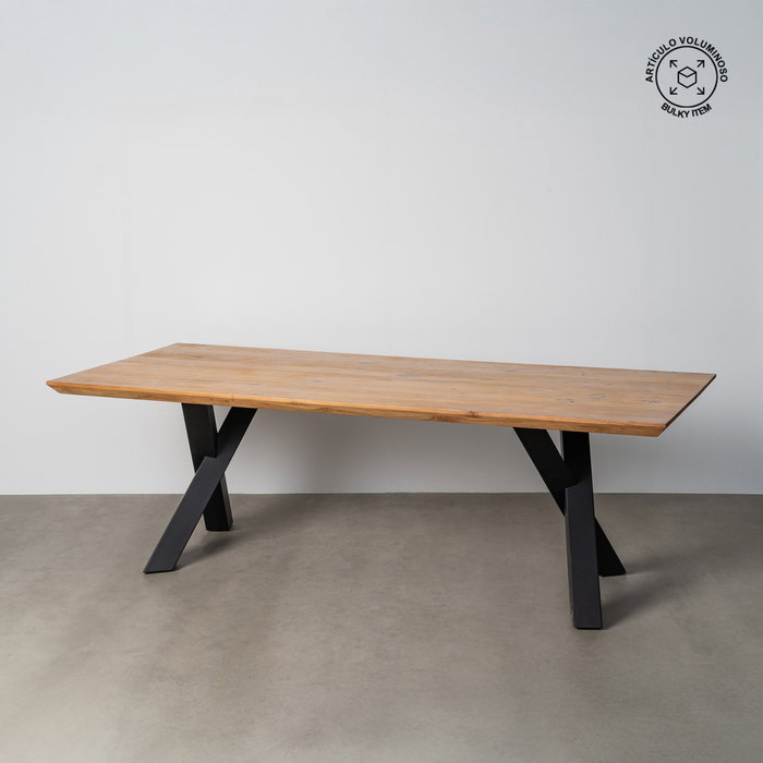 Ixia Mesa de Comedor de Madera de Acacia y Hierro Natural 240 x 100 x 76 cm Ixia Mesa de Comedor de Madera de Acacia y Hierro Natural 240 x 100 x 76 cm