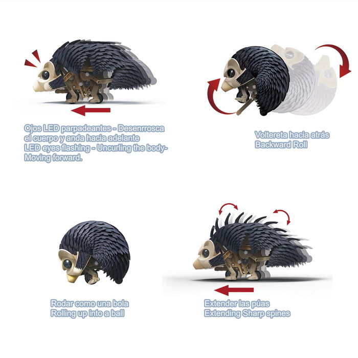 DEQUBE Robo-Erizo Interactivo con Sensor de Sonido 172 Piezas Robot Juguete Educativo para Niños +7 Años