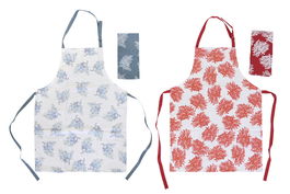 DKD Home Decor Delantal Atlantico Coral 22 Azul Fucsia Polyester Set de 2 piezas 80 x 0.5 x 60 cm