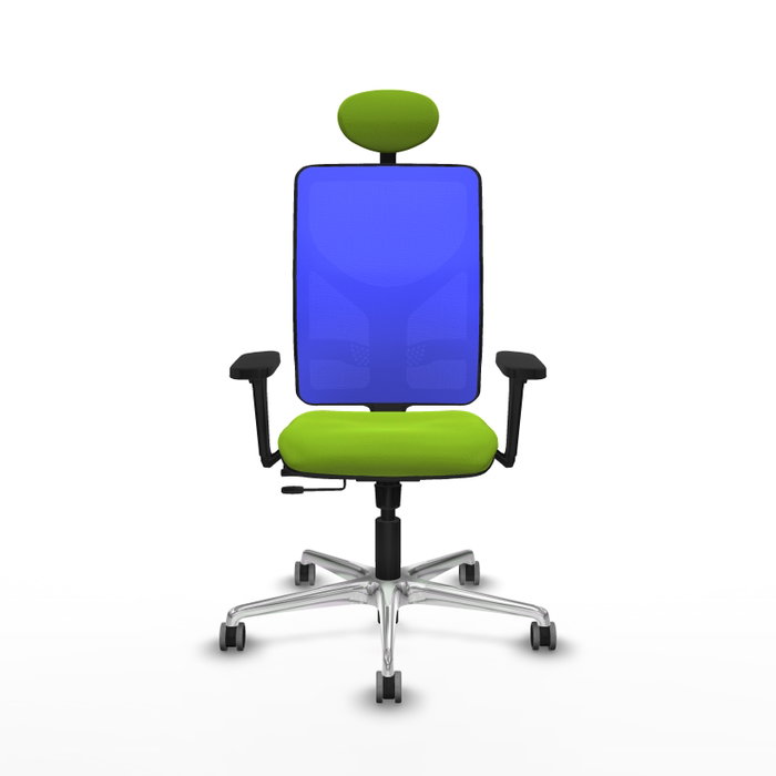 PIQUERAS Y CRESPO Silla de oficina Motilla Pistacho y Azul con mecanismo Sincro/Traslack
